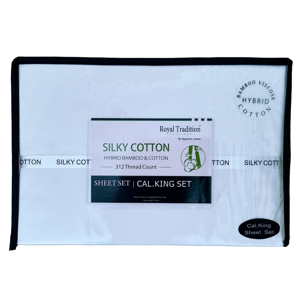 Luxury Bamboo Bed Sheet Set Hypoallergenic Cotton-Bamboo Blend California King
